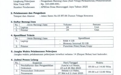Lelang Pengadaan Laptop Dan Printer BKKD RT