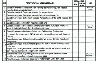 Telah dibuka penjaringan perangkat desa Manunggal Jaya